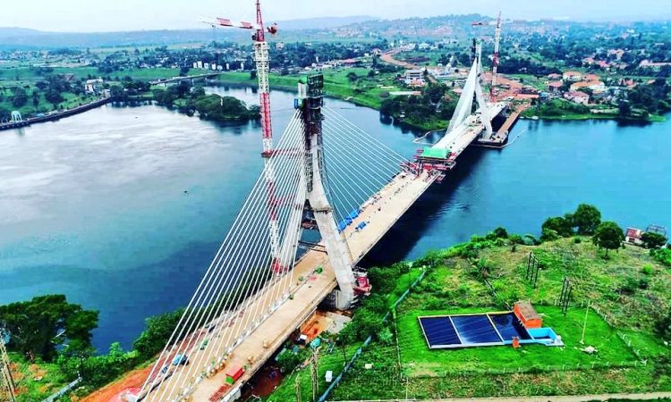 Aerial view of Jinja city, showcasing its layout and proximity to the Nile River