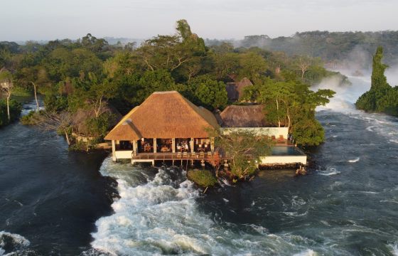 Guests enjoying serenity at Wild Waters Lodge in Jinja