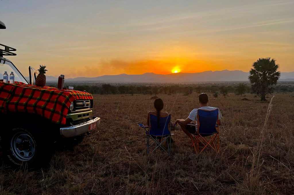 A collage showing the True Essence of the Pearl of Africa - Uganda's varied climate, featuring sunny skies and lush greenery.